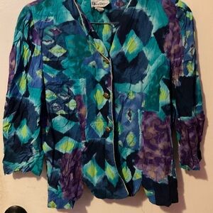 Ultra Dress New York women’s Vibrant Blue and Purple button up Top